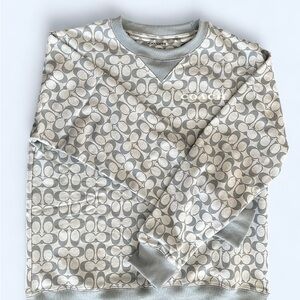 Coach Cream and Gray Patterned Sweatshirt